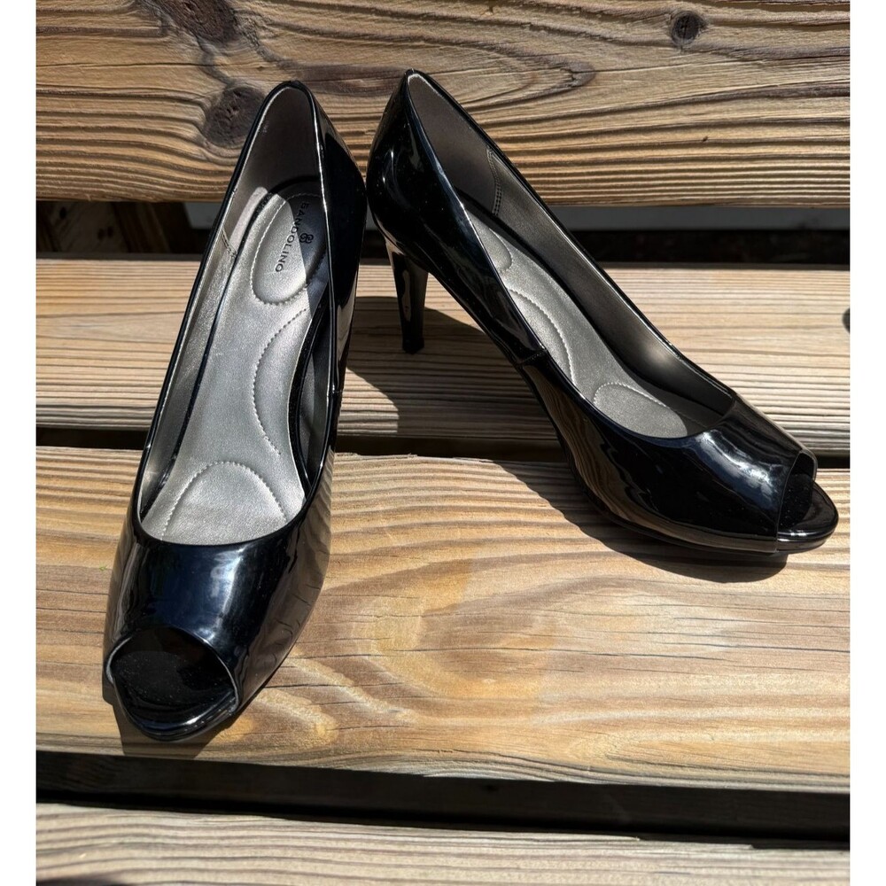 Bandolino Shoes Women's Size 9.5 Black BDrainaa Patent Leather Peep Toe Pumps